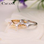 CACANA Cubic Zirconia Rings For Women Tied Bow Type Trendy Fashion Zinc Alloy Rings Jewelry Bijouterie Wholesale NO.R505