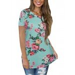 CEASIKERY Women's Blouse 3/4 Sleeve Floral Print T-Shirt Comfy Casual Tops for Women