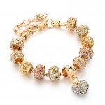 CHICVIE Gold Color Crystal Heart Charm Personalized Bracelets & Bangles For Women Trendy Jewelry Handmade DIY Bracelet Sbr160056