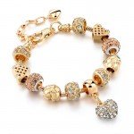 CHICVIE Gold Color Crystal Heart Charm Personalized Bracelets & Bangles For Women Trendy Jewelry Handmade DIY Bracelet Sbr160056