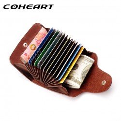 COHEART Genuine Leather Card Wallet for Men and Women Cowhide Business Card Holder Credit Card Purse Top Quality !