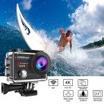 Campark ACT74 Action Camera 16MP 4K WiFi Waterproof Sports Cam 170 Degree Ultra Wide-Angle Len with 2 Pcs Rechargeable Batteries and Mounting Accessories Kits