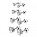 Charisma Stainless Steel Stud Earrings Cartilage Earrings Mother's Day Gift For Women Cubic Zirconia Tragus Screw Back Earrings Helix (3 Pairs/4 Pairs)