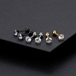 Charisma Stainless Steel Stud Earrings Cartilage Earrings Mother's Day Gift For Women Cubic Zirconia Tragus Screw Back Earrings Helix (3 Pairs/4 Pairs)
