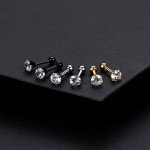 Charisma Stainless Steel Stud Earrings Cartilage Earrings Mother's Day Gift For Women Cubic Zirconia Tragus Screw Back Earrings Helix (3 Pairs/4 Pairs)