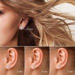 Charisma Stainless Steel Stud Earrings Cartilage Earrings Mother's Day Gift For Women Cubic Zirconia Tragus Screw Back Earrings Helix (3 Pairs/4 Pairs)