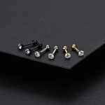 Charisma Stainless Steel Stud Earrings Cartilage Earrings Mother's Day Gift For Women Cubic Zirconia Tragus Screw Back Earrings Helix (3 Pairs/4 Pairs)