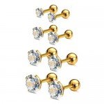 Charisma Stainless Steel Stud Earrings Cartilage Earrings Mother's Day Gift For Women Cubic Zirconia Tragus Screw Back Earrings Helix (3 Pairs/4 Pairs)