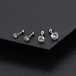 Charisma Stainless Steel Stud Earrings Cartilage Earrings Mother's Day Gift For Women Cubic Zirconia Tragus Screw Back Earrings Helix (3 Pairs/4 Pairs)