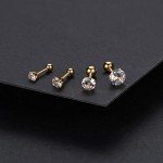 Charisma Stainless Steel Stud Earrings Cartilage Earrings Mother's Day Gift For Women Cubic Zirconia Tragus Screw Back Earrings Helix (3 Pairs/4 Pairs)