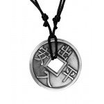 Chinese Lucky Coin Charm Pewter Pendant + Rope Necklace Adjustable …