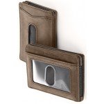 Compact RFID Card Sleeve Wallet Premium Leather Money Clip Card Holder 10 Cards