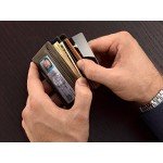 Compact RFID Card Sleeve Wallet Premium Leather Money Clip Card Holder 10 Cards