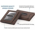 Compact RFID Card Sleeve Wallet Premium Leather Money Clip Card Holder 10 Cards