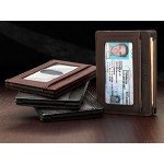 Compact RFID Card Sleeve Wallet Premium Leather Money Clip Card Holder 10 Cards