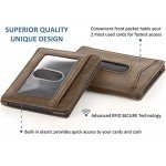 Compact RFID Card Sleeve Wallet Premium Leather Money Clip Card Holder 10 Cards