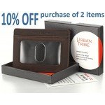 Compact RFID Card Sleeve Wallet Premium Leather Money Clip Card Holder 10 Cards