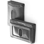 Compact RFID Card Sleeve Wallet Premium Leather Money Clip Card Holder 10 Cards