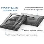 Compact RFID Card Sleeve Wallet Premium Leather Money Clip Card Holder 10 Cards