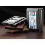 Compact RFID Card Sleeve Wallet Premium Leather Money Clip Card Holder 10 Cards
