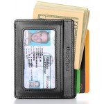 Compact RFID Card Sleeve Wallet Premium Leather Money Clip Card Holder 10 Cards