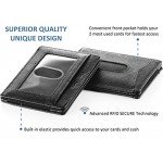 Compact RFID Card Sleeve Wallet Premium Leather Money Clip Card Holder 10 Cards