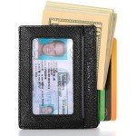 Compact RFID Card Sleeve Wallet Premium Leather Money Clip Card Holder 10 Cards