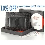 Compact RFID Card Sleeve Wallet Premium Leather Money Clip Card Holder 10 Cards