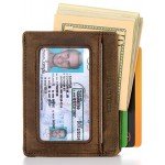 Compact RFID Card Sleeve Wallet Premium Leather Money Clip Card Holder 10 Cards