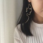 Cosstore Unique Charming Gold/Silver Filled Face Dangle Wire Earrings Girls Artsy Outline Long Earrings For Women Bijoux 2017