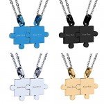 Custom Engraving Name/Date Stainless Steel Jigsaw Puzzle Pendant Chain Necklace For Couple's Gift
