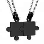 Custom Engraving Name/Date Stainless Steel Jigsaw Puzzle Pendant Chain Necklace For Couple's Gift