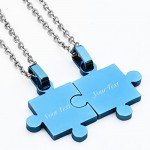 Custom Engraving Name/Date Stainless Steel Jigsaw Puzzle Pendant Chain Necklace For Couple's Gift