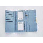 Cyanb Soft Leather Trifold Multi Card Holder Wallet, Elegant Clutch Long Purse for Women Ladies Cyanb Soft Leather Trifold Multi Card Holder Wallet, Elegant Clutch Long Purse for Women Ladies