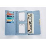 Cyanb Soft Leather Trifold Multi Card Holder Wallet, Elegant Clutch Long Purse for Women Ladies Cyanb Soft Leather Trifold Multi Card Holder Wallet, Elegant Clutch Long Purse for Women Ladies