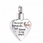 Dad Non Longer By My Side,But Forever In My Heart Memorial Jewelry Cremation Urn Necklace
