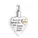Dad Non Longer By My Side,But Forever In My Heart Memorial Jewelry Cremation Urn Necklace
