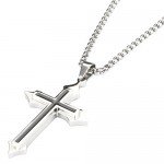 Dannyshi Men's Stainless Steel Cross Pendant Necklace 24 Inch