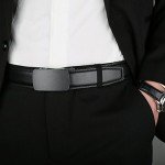 Dante Men's Leather Ratchet Dress Belt with Automatic Buckle