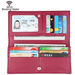 Dante Women RFID Blocking Ultra Slim Real Leather Wallet-Clutch Wallet-Shield Against Identity Theft