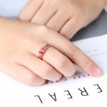 Double Fair Brand Red Crystal Wedding Rings Rose Gold Color / Silver Tone Fashion Retro Engagement Ring Jewelry For Women DFR368