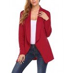 ELESOL Women Casual Basic Work Office Blazer Open Front Draped Asymmetric Cardigan Jacket