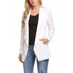 ELESOL Women Casual Basic Work Office Blazer Open Front Draped Asymmetric Cardigan Jacket