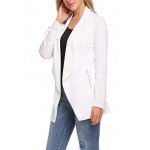 ELESOL Women Casual Basic Work Office Blazer Open Front Draped Asymmetric Cardigan Jacket