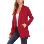 ELESOL Women Casual Basic Work Office Blazer Open Front Draped Asymmetric Cardigan Jacket