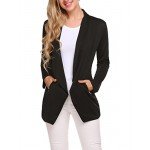 ELESOL Women Casual Basic Work Office Blazer Open Front Draped Asymmetric Cardigan Jacket