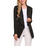 ELESOL Women Casual Basic Work Office Blazer Open Front Draped Asymmetric Cardigan Jacket
