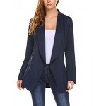 ELESOL Women Casual Basic Work Office Blazer Open Front Draped Asymmetric Cardigan Jacket