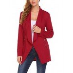 ELESOL Women Casual Basic Work Office Blazer Open Front Draped Asymmetric Cardigan Jacket