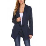 ELESOL Women Casual Basic Work Office Blazer Open Front Draped Asymmetric Cardigan Jacket